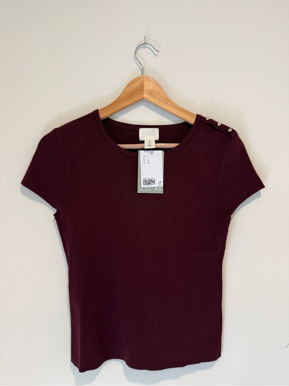 H&M Burgundy Button Top- Sz L